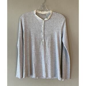 Yamamay Long Sleeve Light Gray Pajama Top Small Comfy Loungewear Lounge